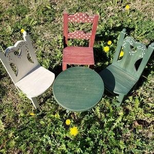 Miniature Table and Kitchen Chairs - Doll Furniture